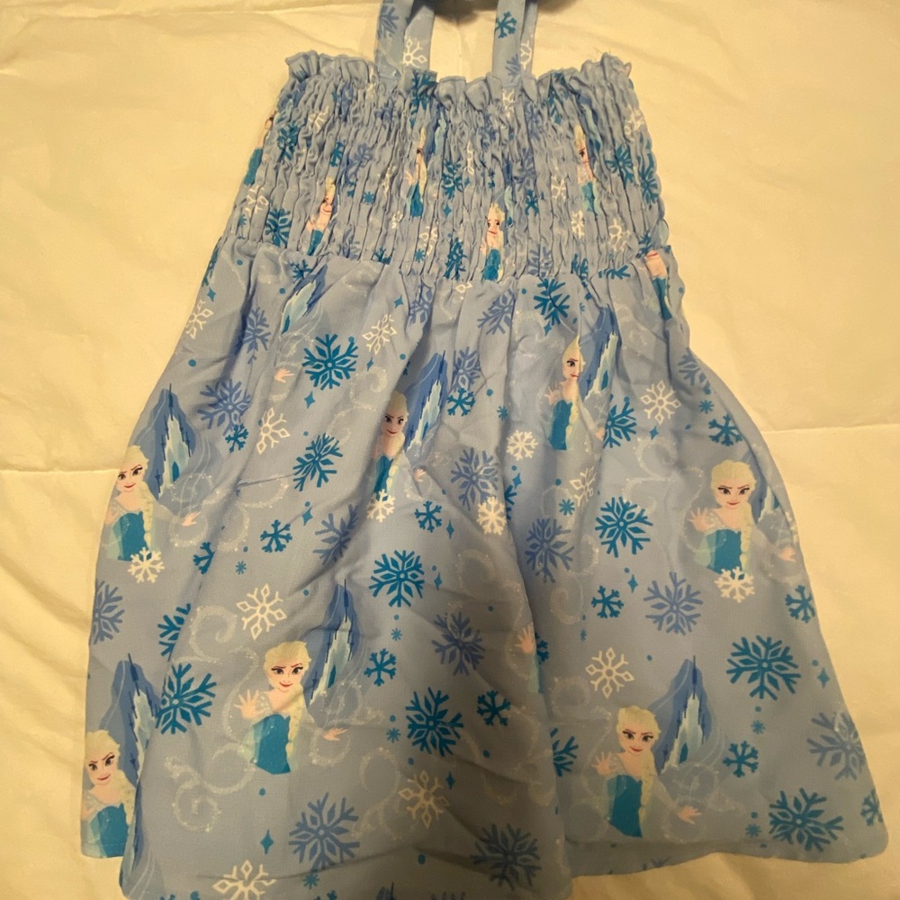 PatPat Light Blue Disney Girls Dress with Snowflake Elsa Print